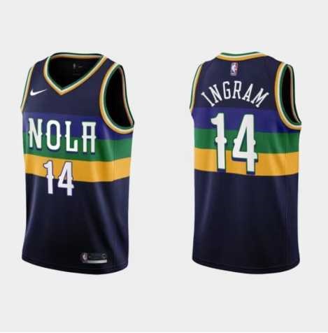 Men New Orleans Pelicans #14 Brandon Ingram 2022-23 City Edition Navy Jersey->new orleans pelicans->NBA Jersey